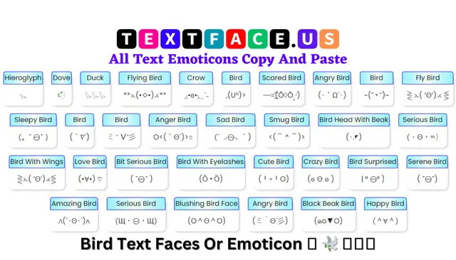 Bird Text Faces Or Emoticon 𓅪 🕊️ 𓅭𓅭𓅭