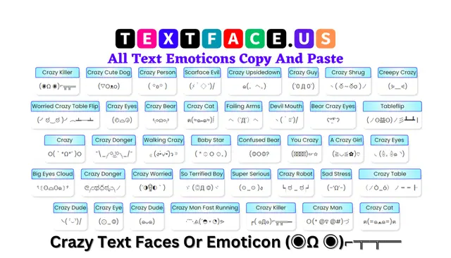 Crazy Text Faces Or Emoticon (◉Ω ◉)⌐╦╦═