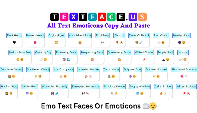 Emo Text Faces Or Emoticons ☁️😞