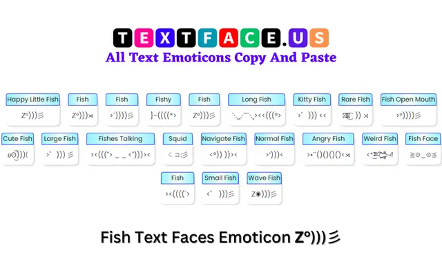 Fish Text Faces Emoticon Ζ°)))彡