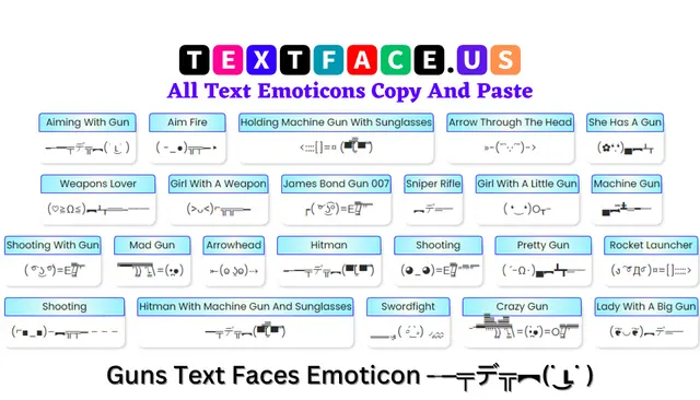 Guns Text Faces Emoticon ╾━╤デ╦︻(˙ ͜ʟ˙ )