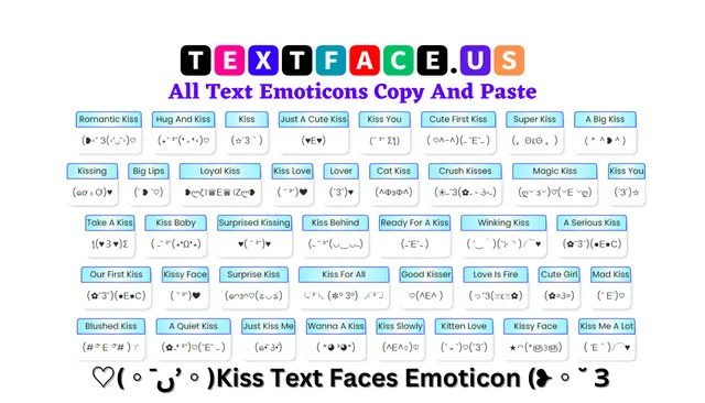 Kiss Text Faces Emoticon (❥◦˘ З(◦’ںˉ◦)♡