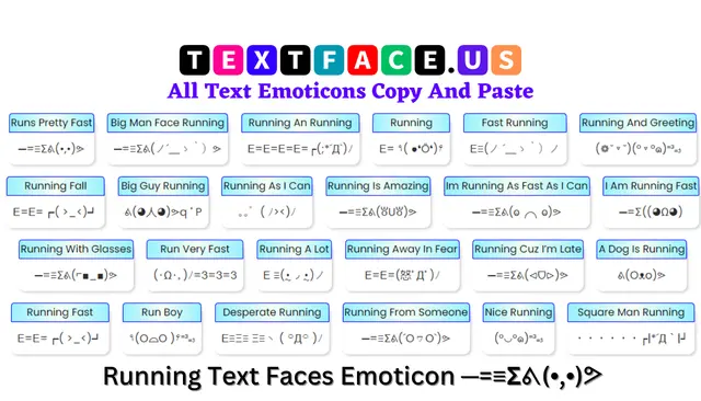Running Text Faces Emoticon ─=≡Σᕕ(•,•)ᕗ