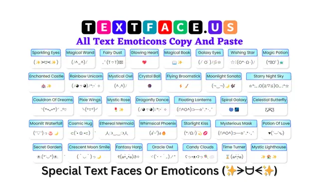 Special Text Faces Or Emoticons (✨ᗒᗨᗕ✨)