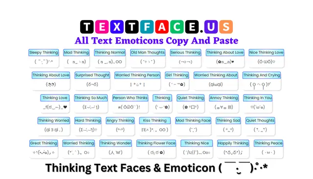 Thinking Text Faces & Emoticon ( ￣‧̮￣)‧̊ ·*